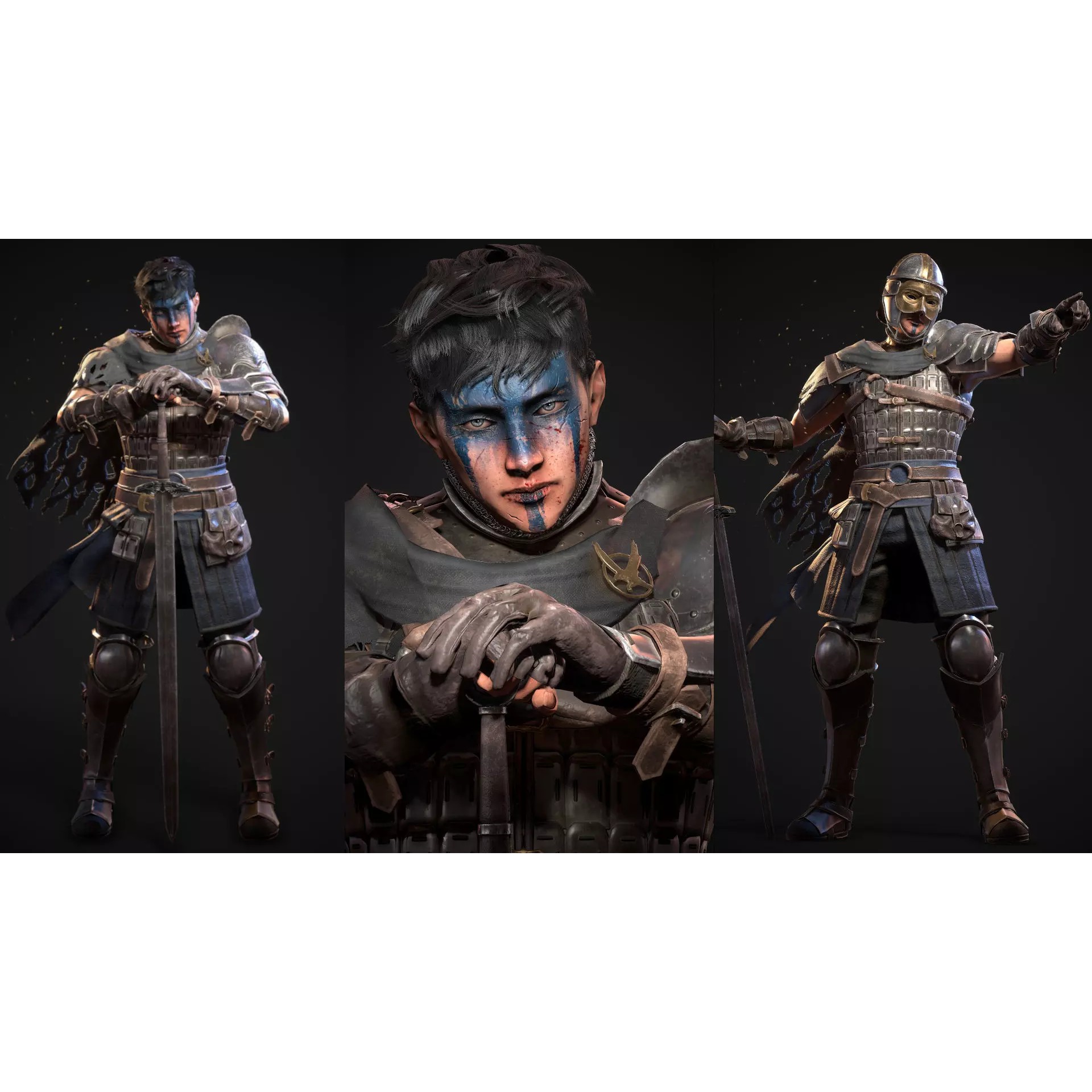 Mercenary Warrior Character - Low-Poly Game-Ready 3D Model - View 2