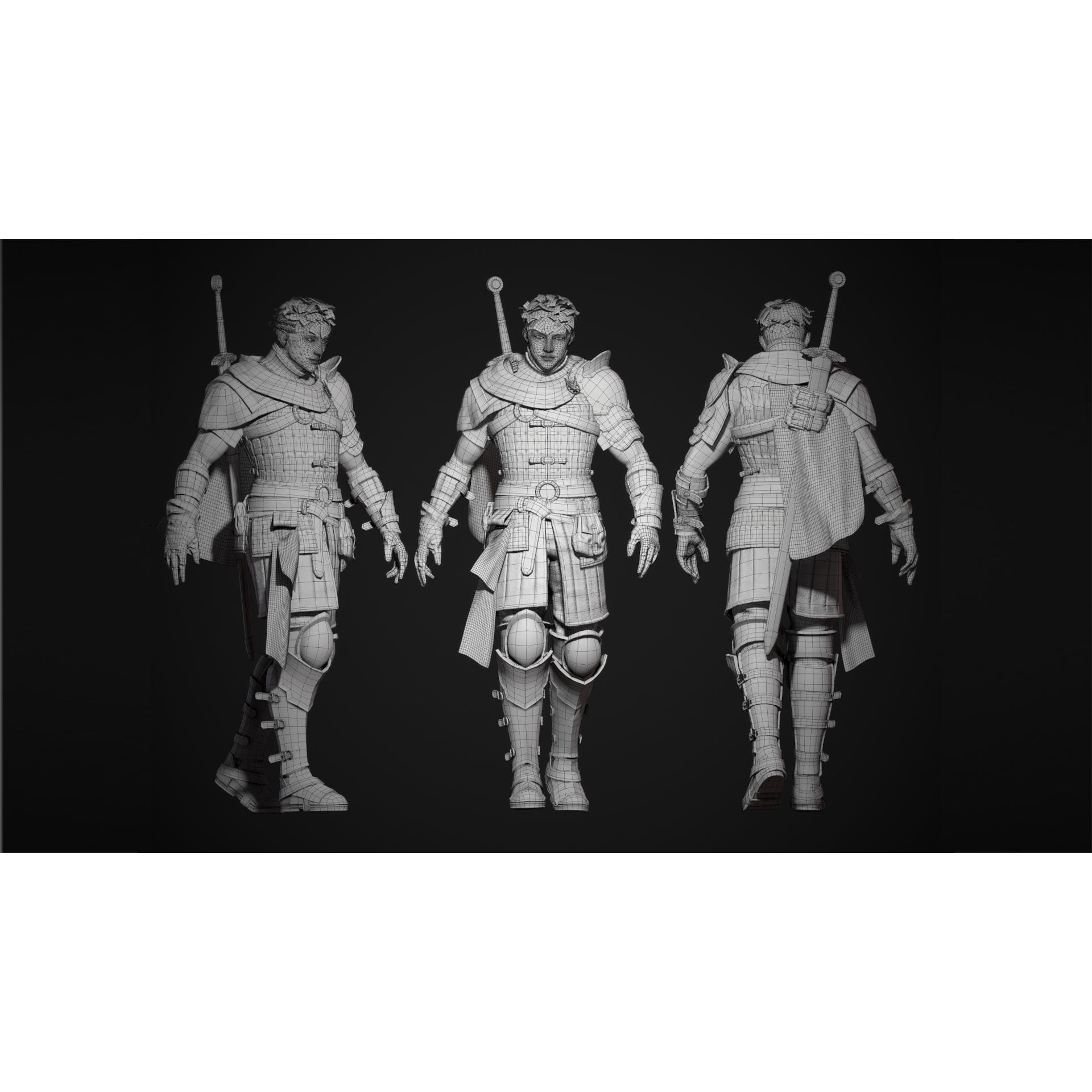 Mercenary Warrior Character - Low-Poly Game-Ready 3D Model - View 5