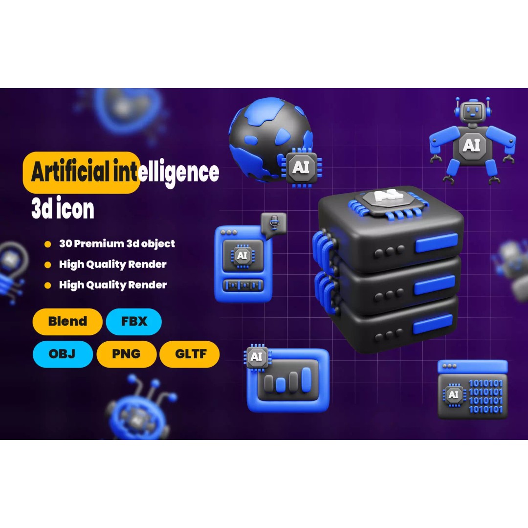 Artificial Intelligence 3D Icon Pack – Unique Icons for Apps & Web Design - View 2