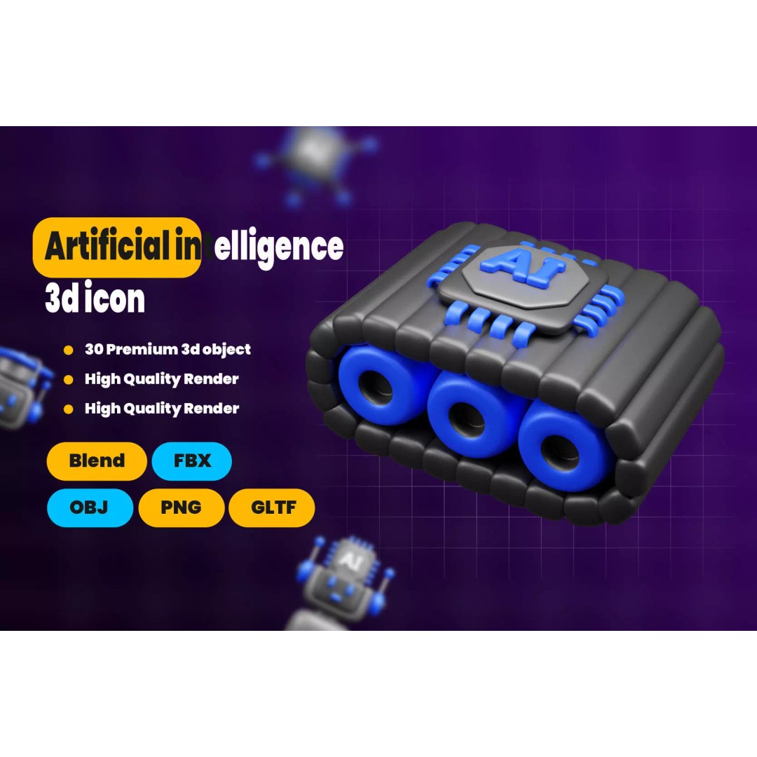 Artificial Intelligence 3D Icon Pack – Unique Icons for Apps & Web Design - View 3