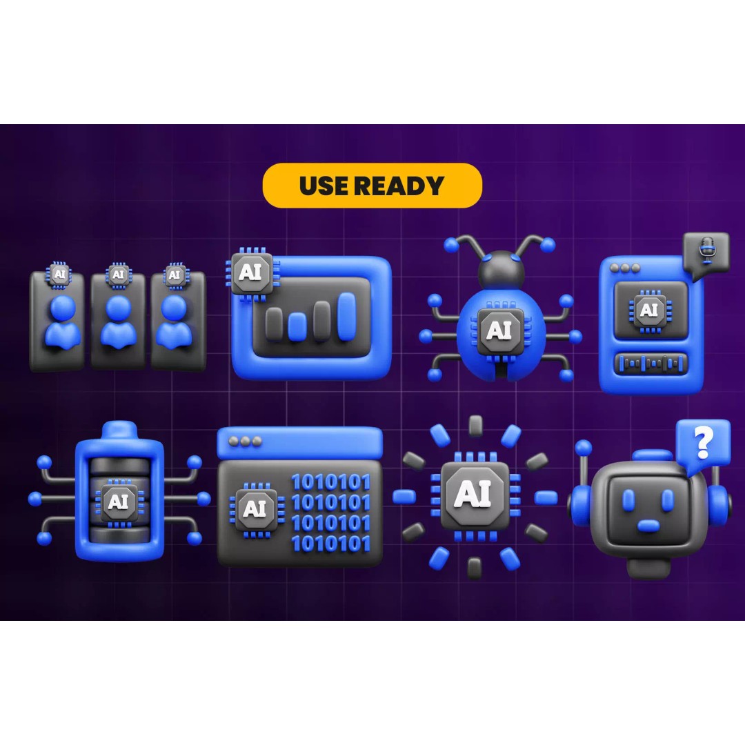 Artificial Intelligence 3D Icon Pack – Unique Icons for Apps & Web Design - View 5