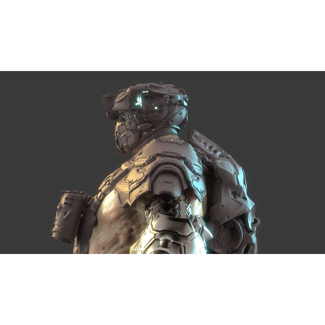Cyborg Warrior 3D Model – High Poly Sci-Fi Character, OBJ/FBX - View 10