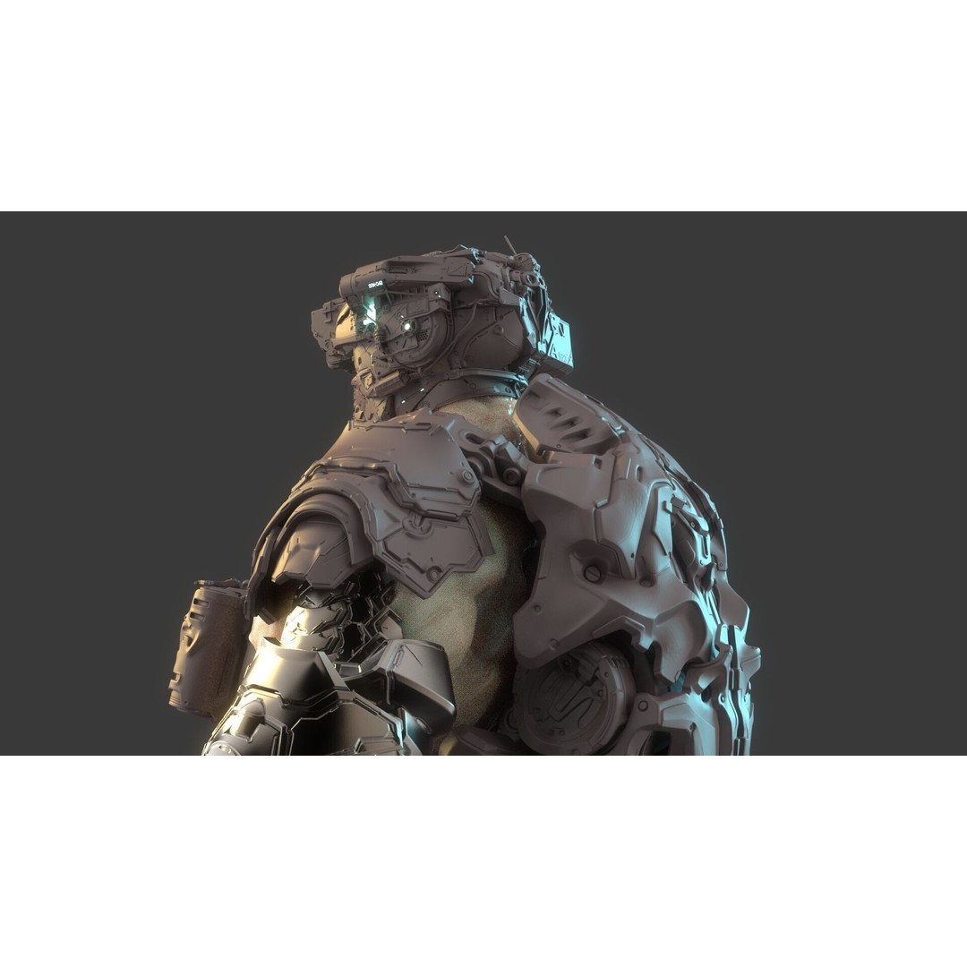 Cyborg Warrior 3D Model – High Poly Sci-Fi Character, OBJ/FBX - View 11