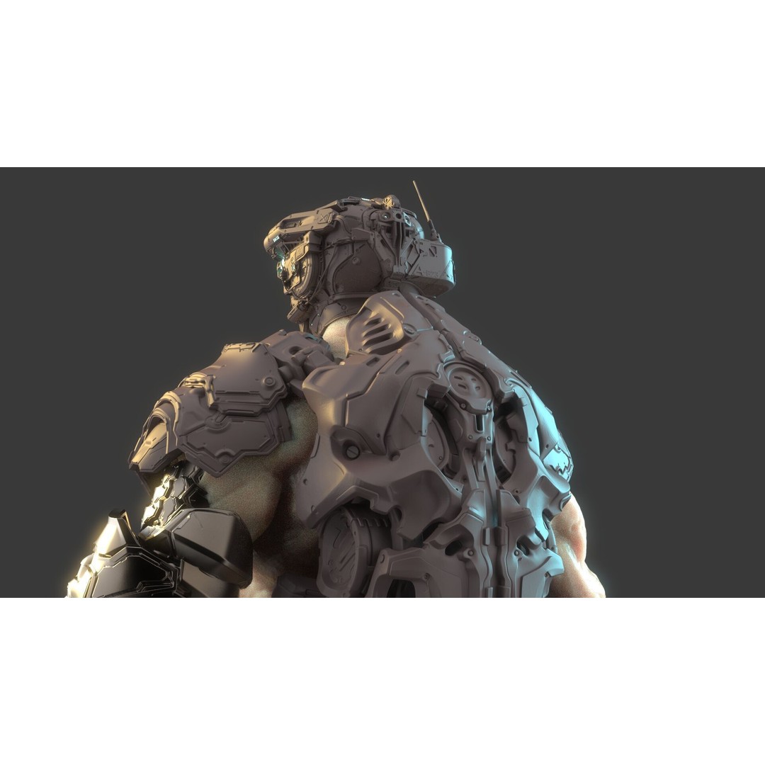 Cyborg Warrior 3D Model – High Poly Sci-Fi Character, OBJ/FBX - View 12