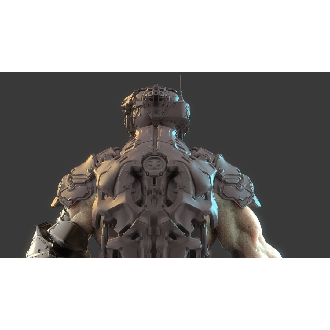 Cyborg Warrior 3D Model – High Poly Sci-Fi Character, OBJ/FBX - View 13