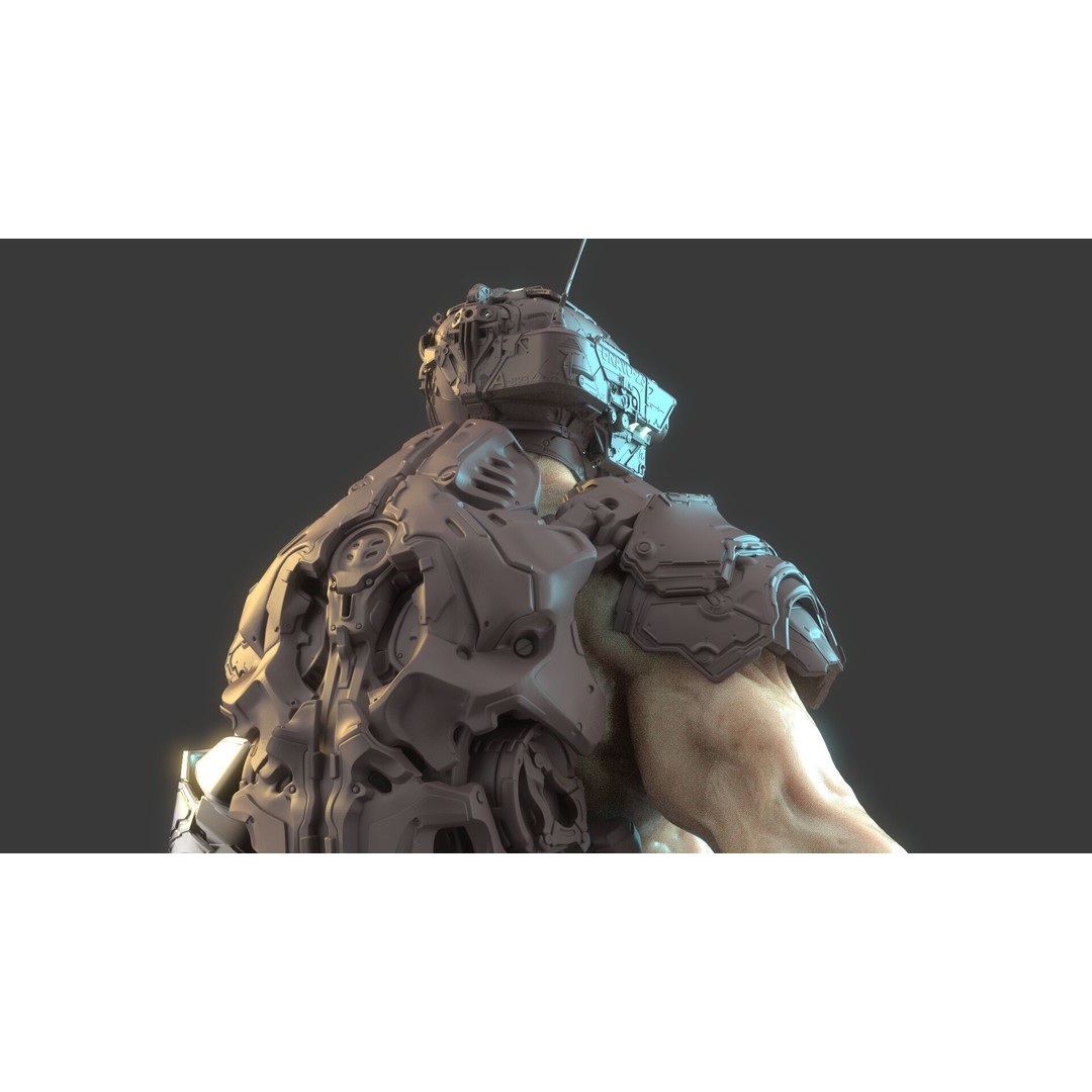 Cyborg Warrior 3D Model – High Poly Sci-Fi Character, OBJ/FBX - View 14