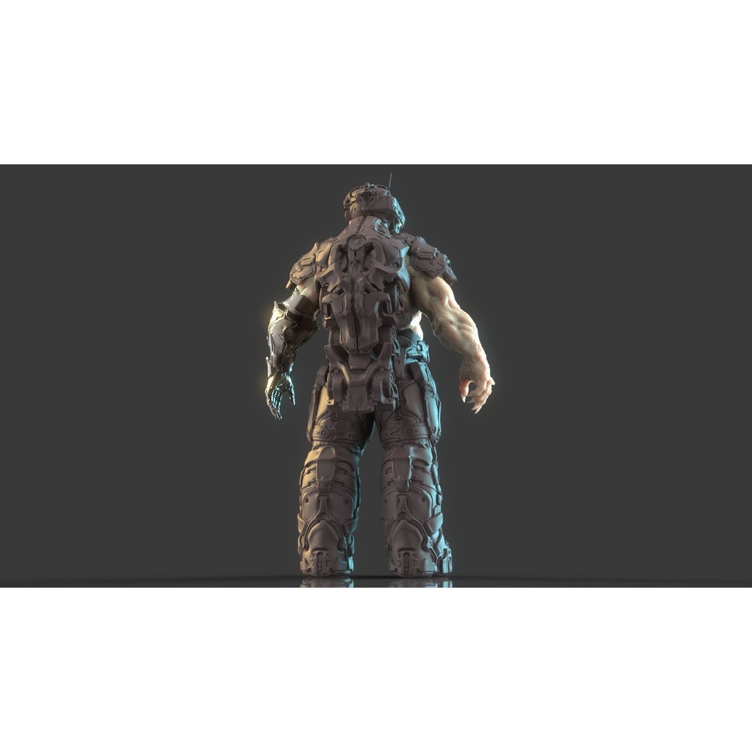 Cyborg Warrior 3D Model – High Poly Sci-Fi Character, OBJ/FBX - View 16