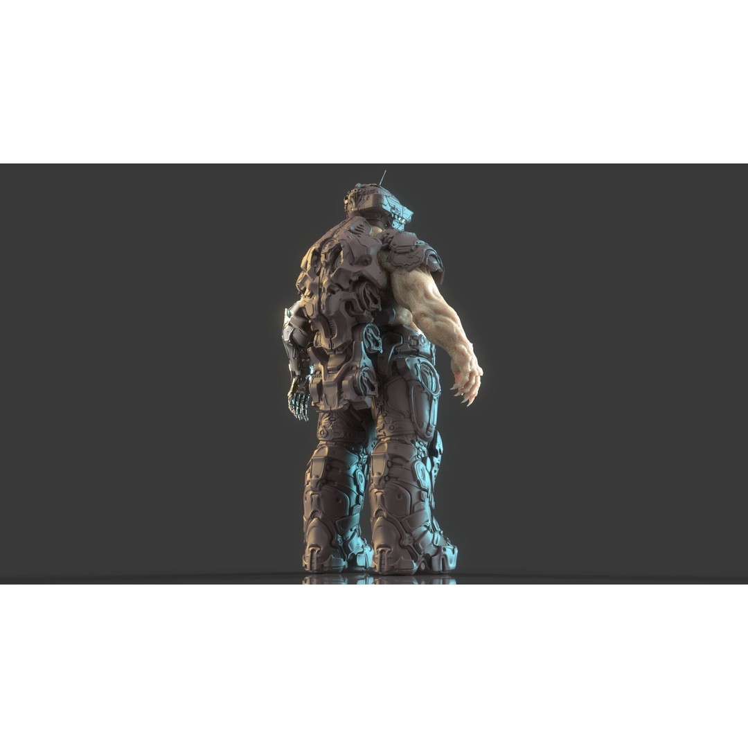 Cyborg Warrior 3D Model – High Poly Sci-Fi Character, OBJ/FBX - View 17