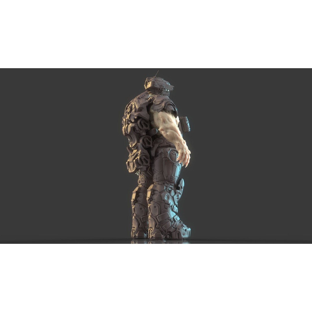 Cyborg Warrior 3D Model – High Poly Sci-Fi Character, OBJ/FBX - View 18