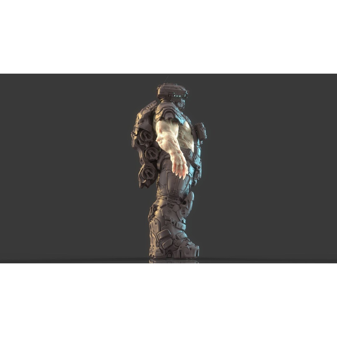 Cyborg Warrior 3D Model – High Poly Sci-Fi Character, OBJ/FBX - View 19