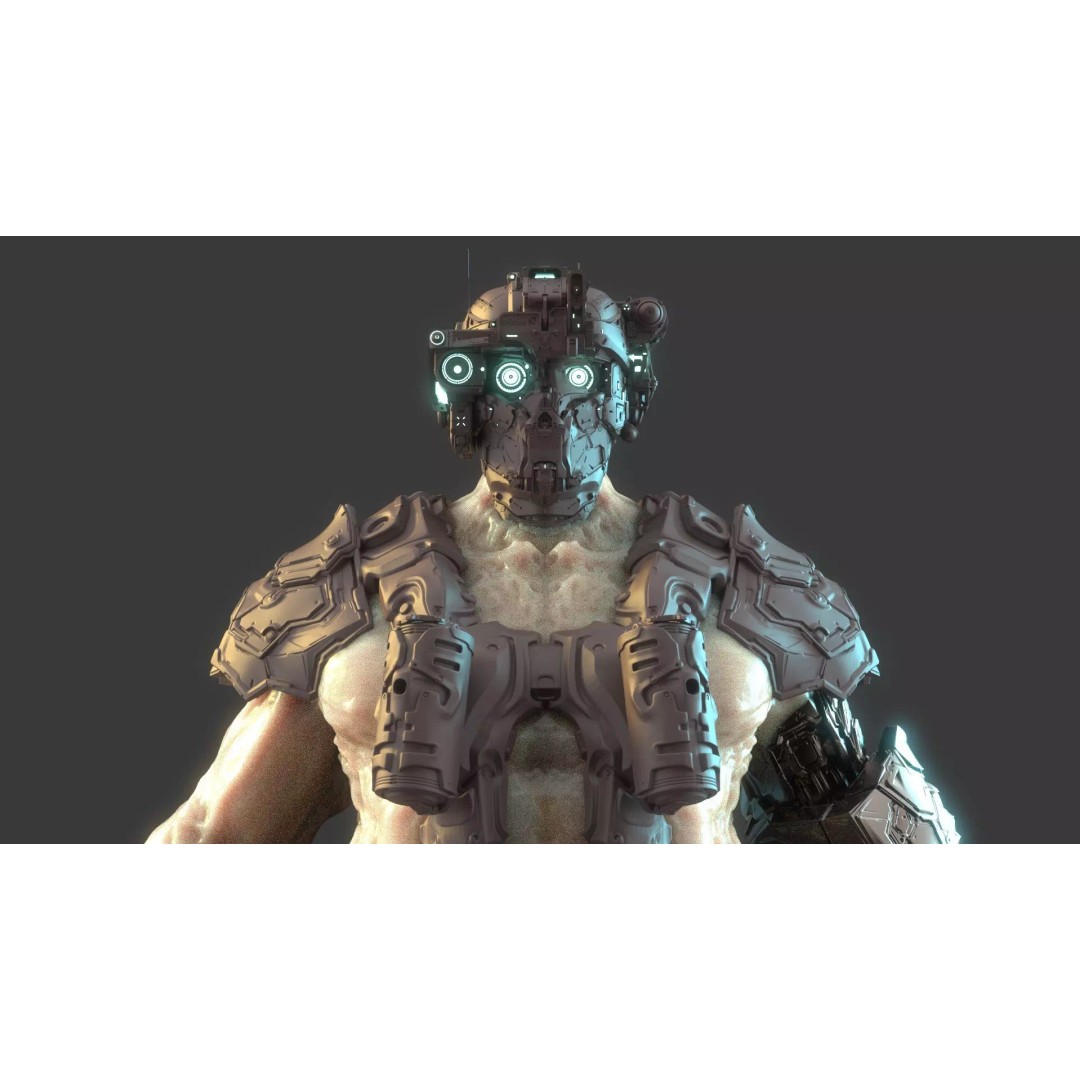 Cyborg Warrior 3D Model – High Poly Sci-Fi Character, OBJ/FBX - View 2
