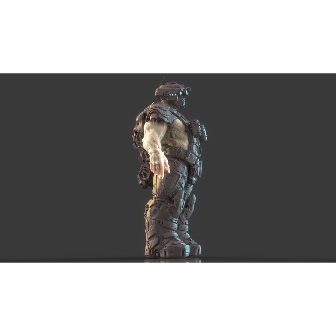 Cyborg Warrior 3D Model – High Poly Sci-Fi Character, OBJ/FBX - View 20