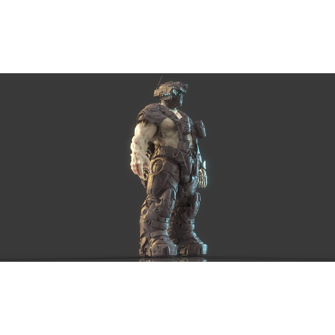 Cyborg Warrior 3D Model – High Poly Sci-Fi Character, OBJ/FBX - View 21
