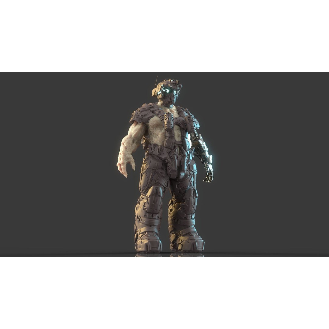 Cyborg Warrior 3D Model – High Poly Sci-Fi Character, OBJ/FBX - View 22