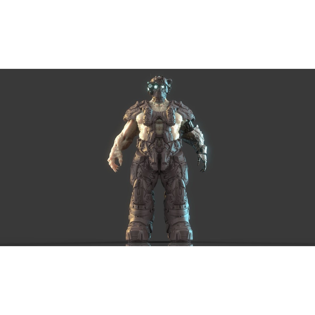 Cyborg Warrior 3D Model – High Poly Sci-Fi Character, OBJ/FBX - View 23