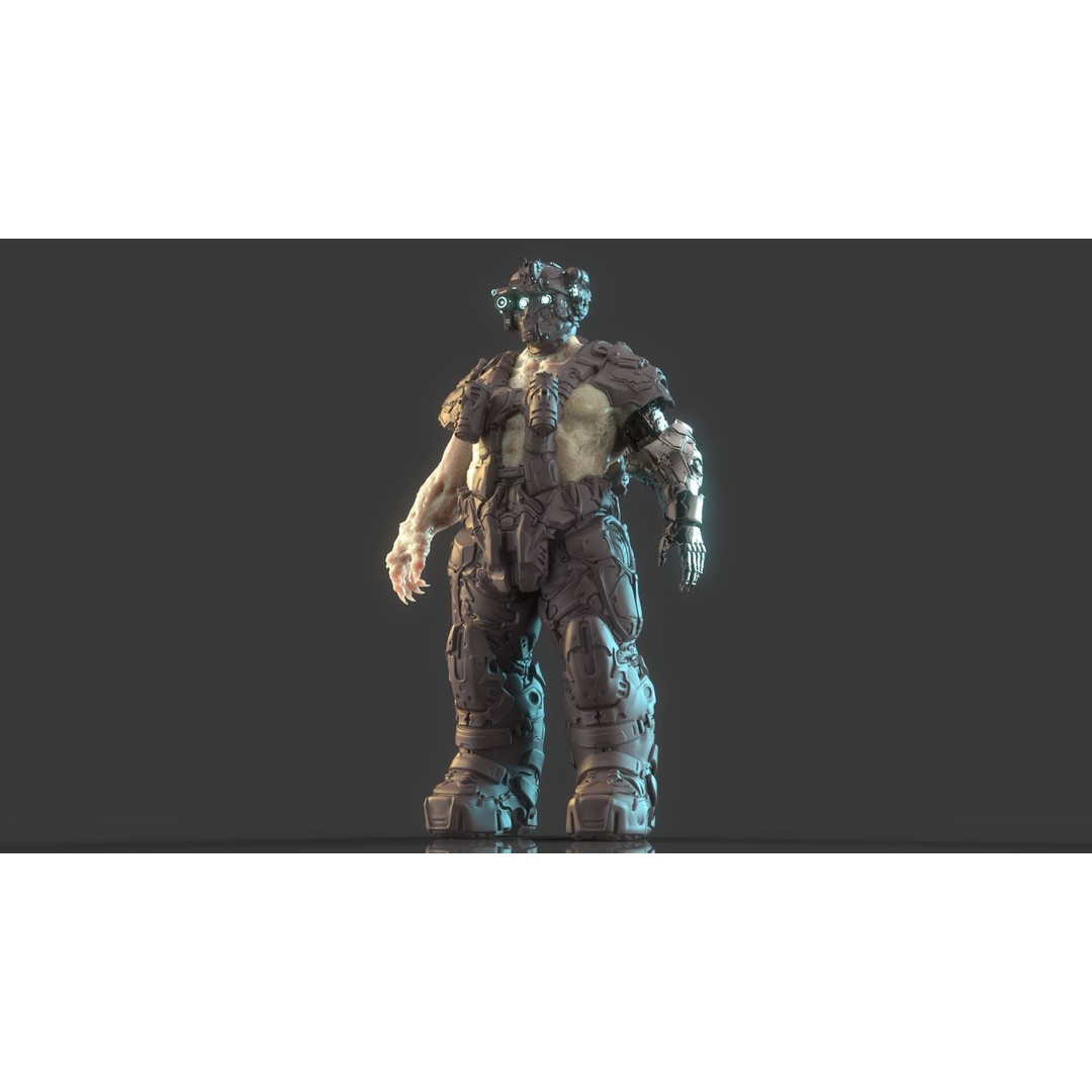 Cyborg Warrior 3D Model – High Poly Sci-Fi Character, OBJ/FBX - View 24