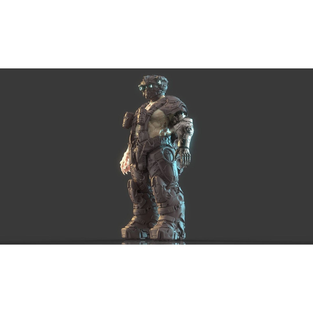 Cyborg Warrior 3D Model – High Poly Sci-Fi Character, OBJ/FBX - View 25