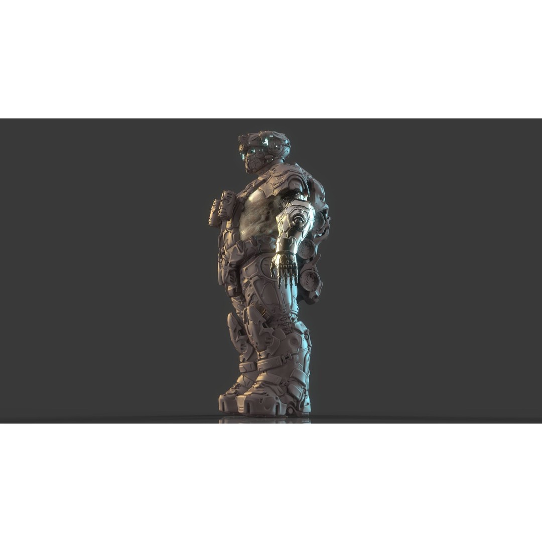 Cyborg Warrior 3D Model – High Poly Sci-Fi Character, OBJ/FBX - View 26