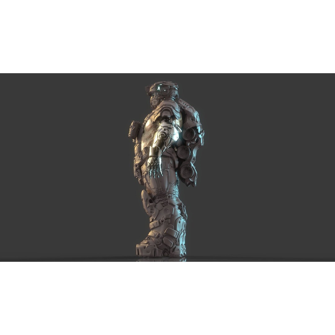Cyborg Warrior 3D Model – High Poly Sci-Fi Character, OBJ/FBX - View 27