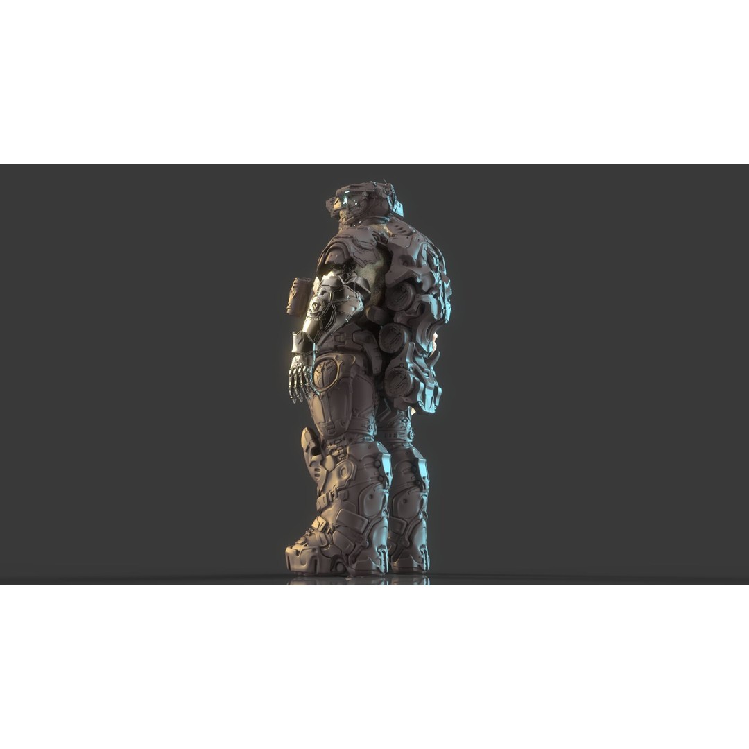 Cyborg Warrior 3D Model – High Poly Sci-Fi Character, OBJ/FBX - View 28