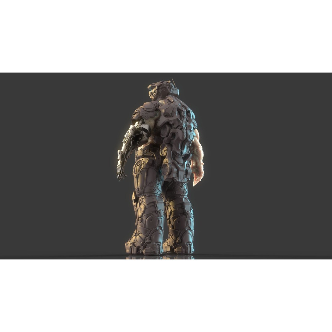 Cyborg Warrior 3D Model – High Poly Sci-Fi Character, OBJ/FBX - View 29