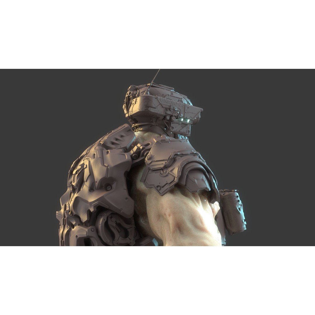 Cyborg Warrior 3D Model – High Poly Sci-Fi Character, OBJ/FBX - View 3