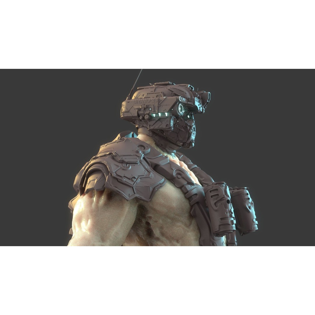 Cyborg Warrior 3D Model – High Poly Sci-Fi Character, OBJ/FBX - View 5