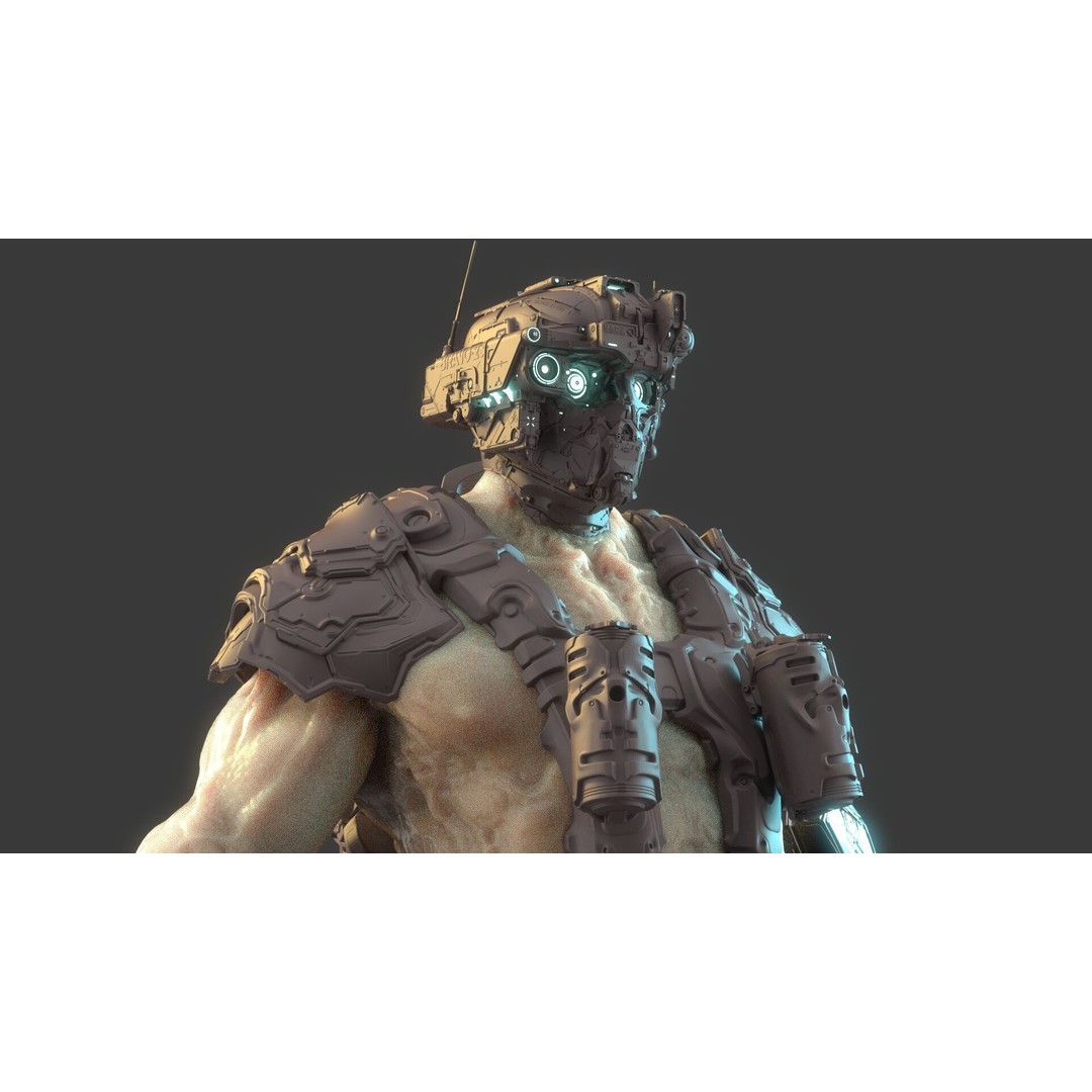 Cyborg Warrior 3D Model – High Poly Sci-Fi Character, OBJ/FBX - View 6