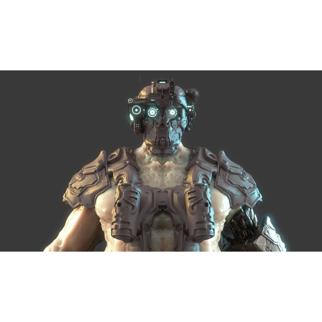 Cyborg Warrior 3D Model – High Poly Sci-Fi Character, OBJ/FBX - View 7