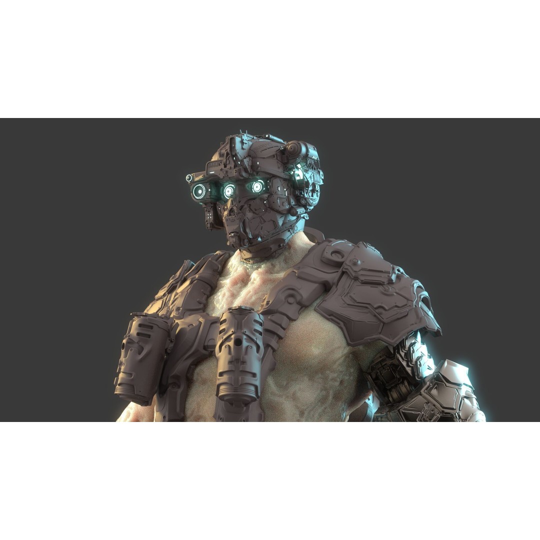 Cyborg Warrior 3D Model – High Poly Sci-Fi Character, OBJ/FBX - View 8