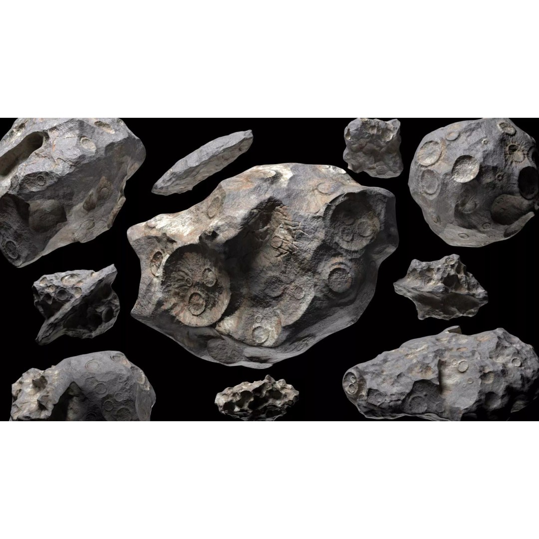 Asteroids 3D Model – Low Poly Bundle with PBR Textures, FBX, OBJ - View 2