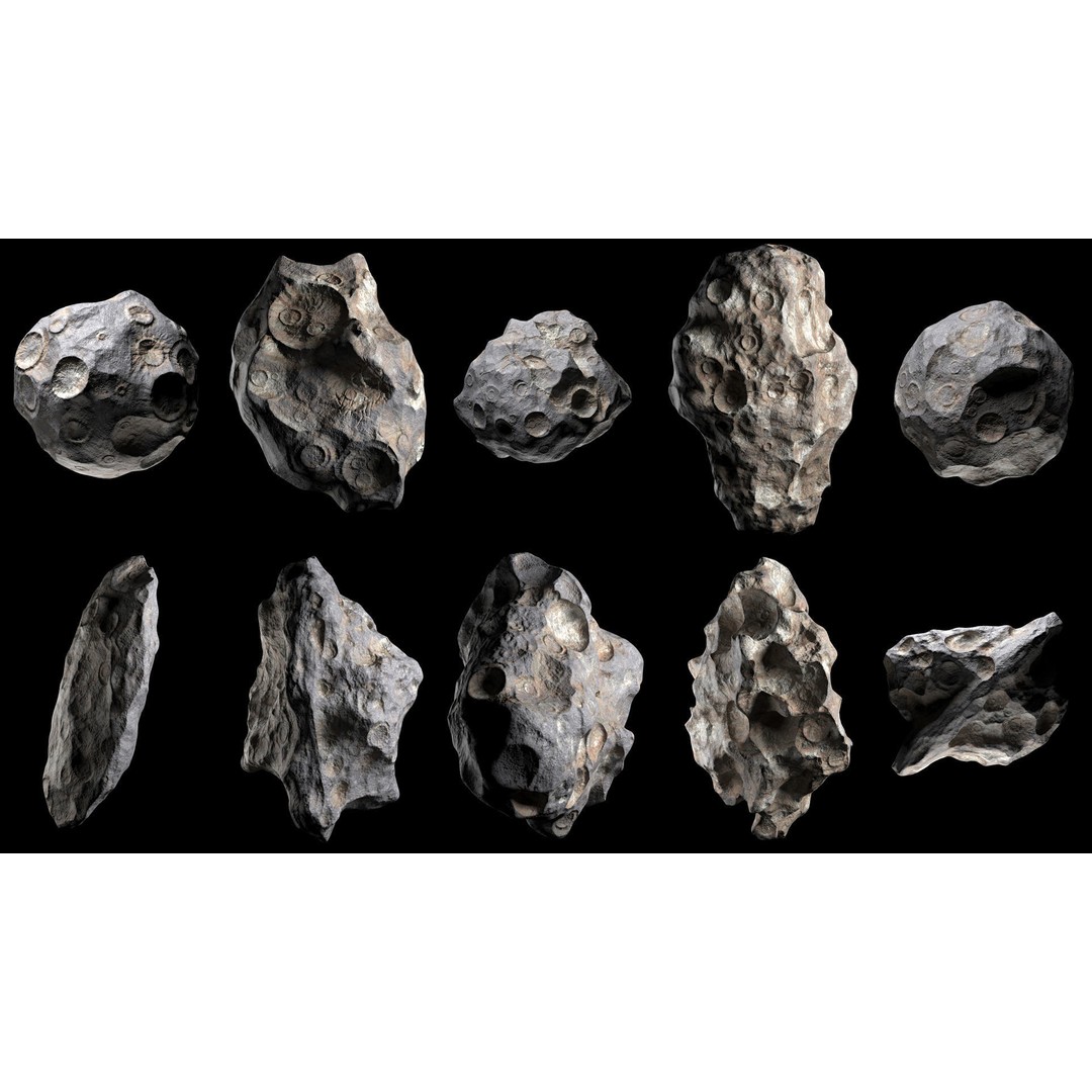 Asteroids 3D Model – Low Poly Bundle with PBR Textures, FBX, OBJ - View 3