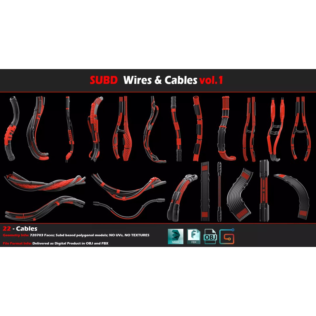 Cables and Wires 3D Model – PBR Game-Ready Asset, FBX - View 2