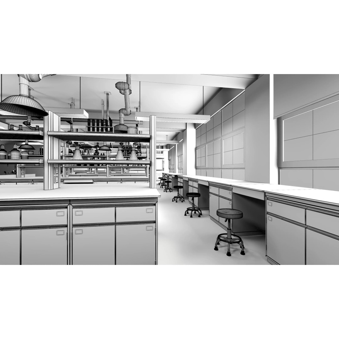 Laboratory 3D Model – Contemporary Interior with Tables and Chairs