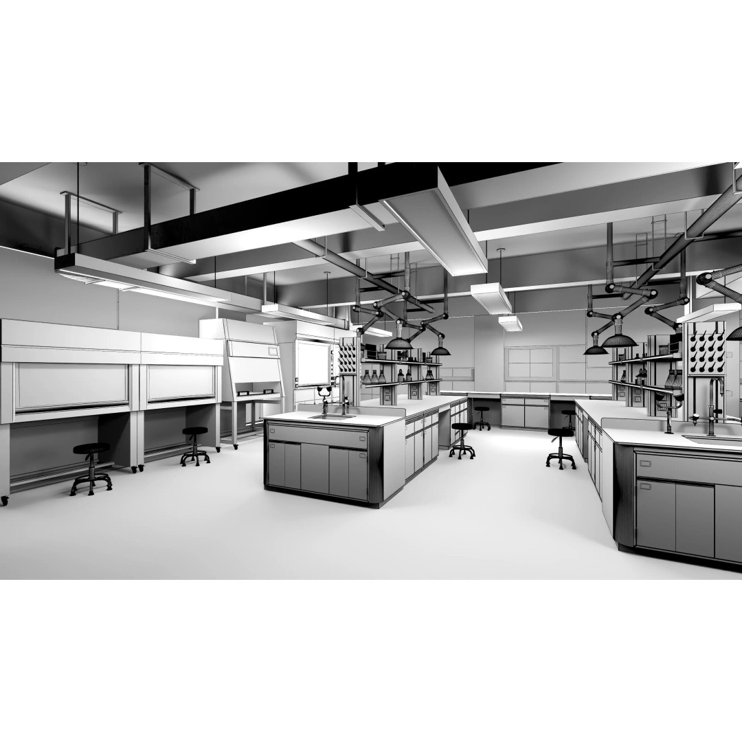 Laboratory 3D Model – Contemporary Interior with Tables and Chairs - View 11