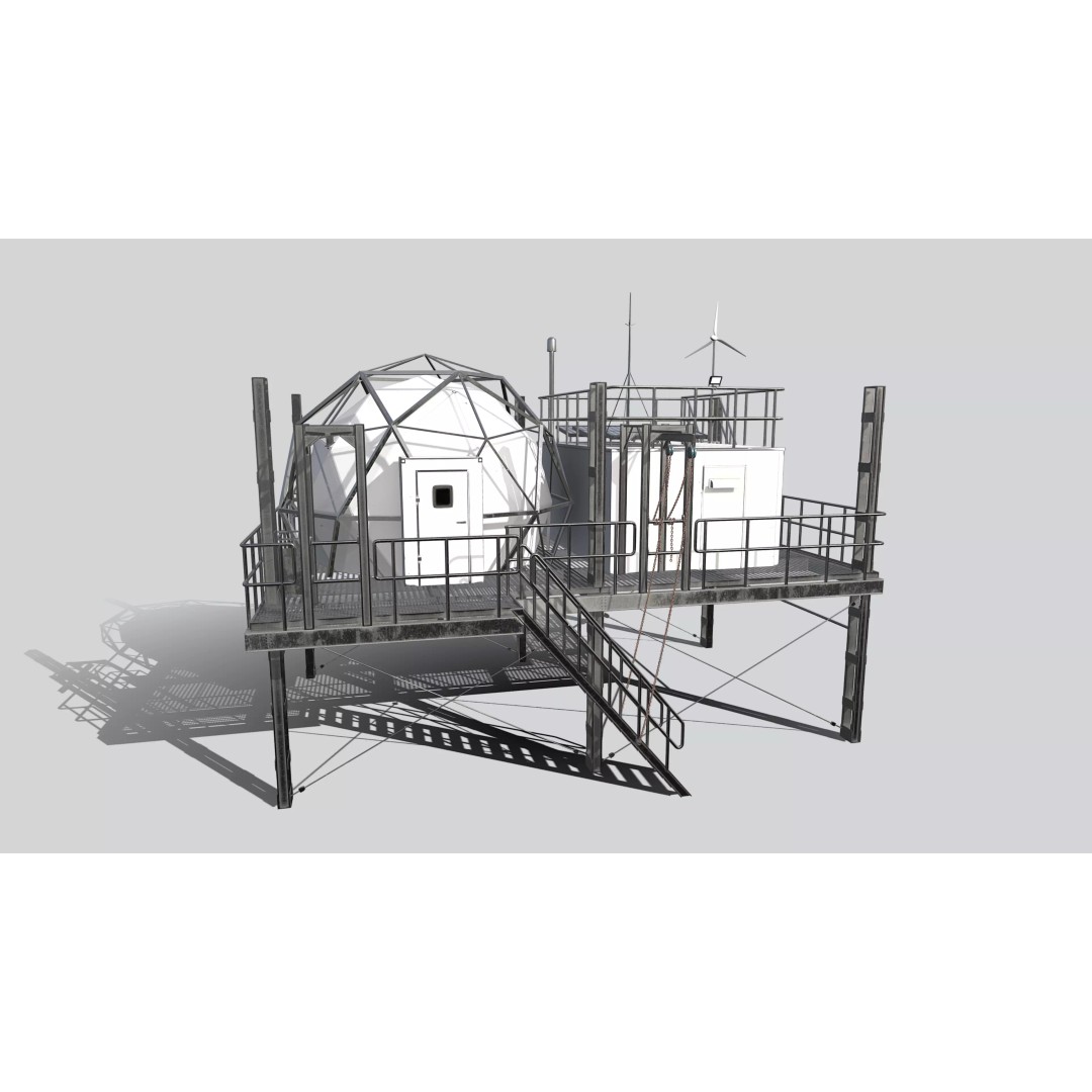 Research Station 3D Model – Low Poly PBR Game Asset, FBX - View 2