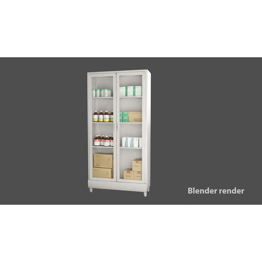 Medicines Hospital Cupboard 3D Model – Low Poly Game Asset, FBX