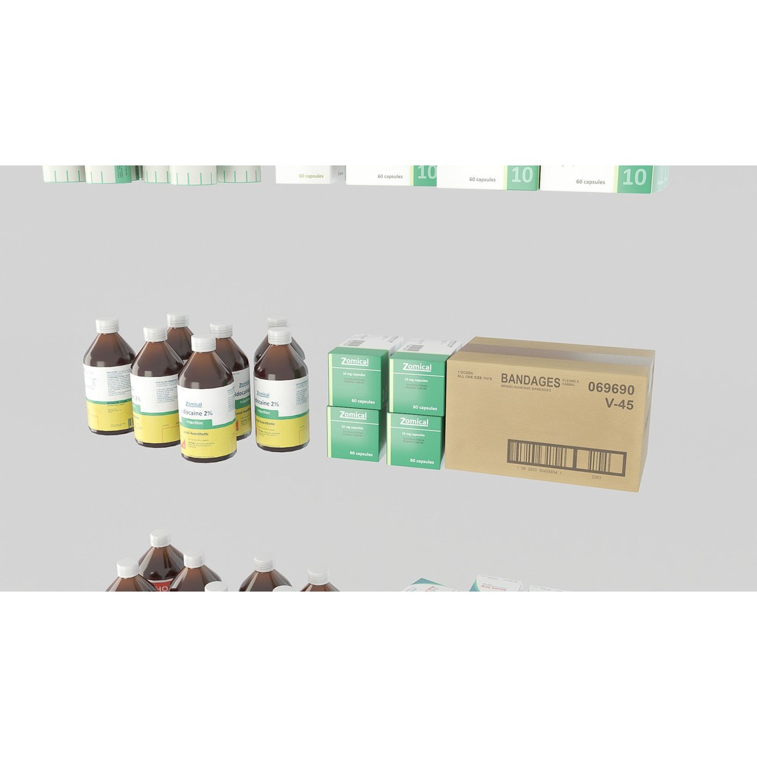 Medicines Hospital Cupboard 3D Model – Low Poly Game Asset, FBX - View 12