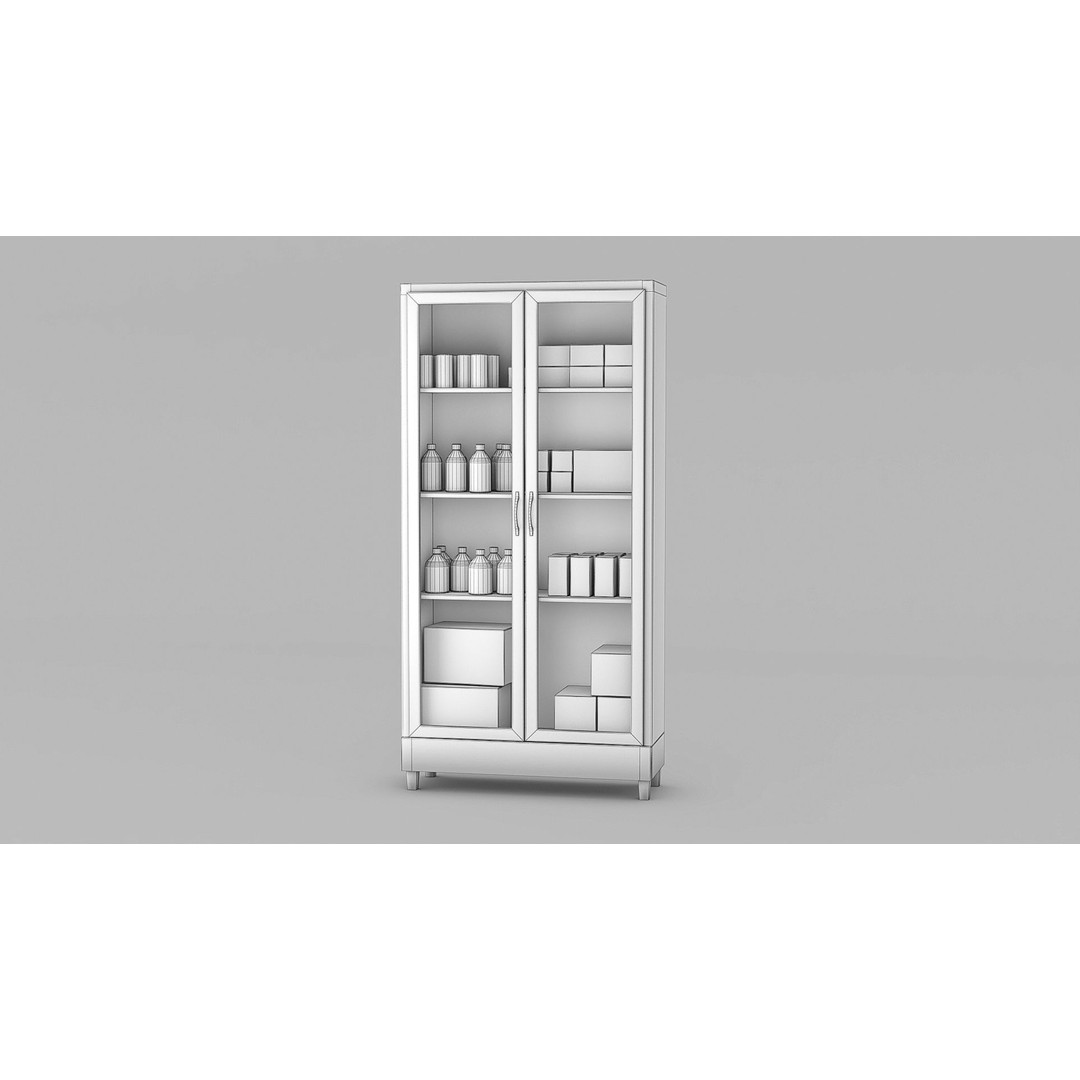Medicines Hospital Cupboard 3D Model – Low Poly Game Asset, FBX - View 3