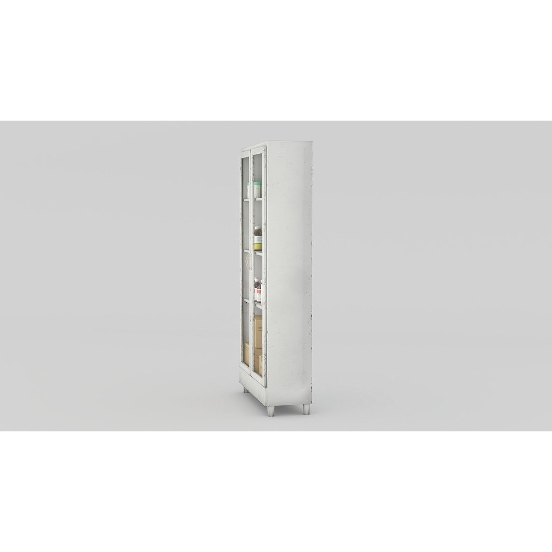 Medicines Hospital Cupboard 3D Model – Low Poly Game Asset, FBX - View 4