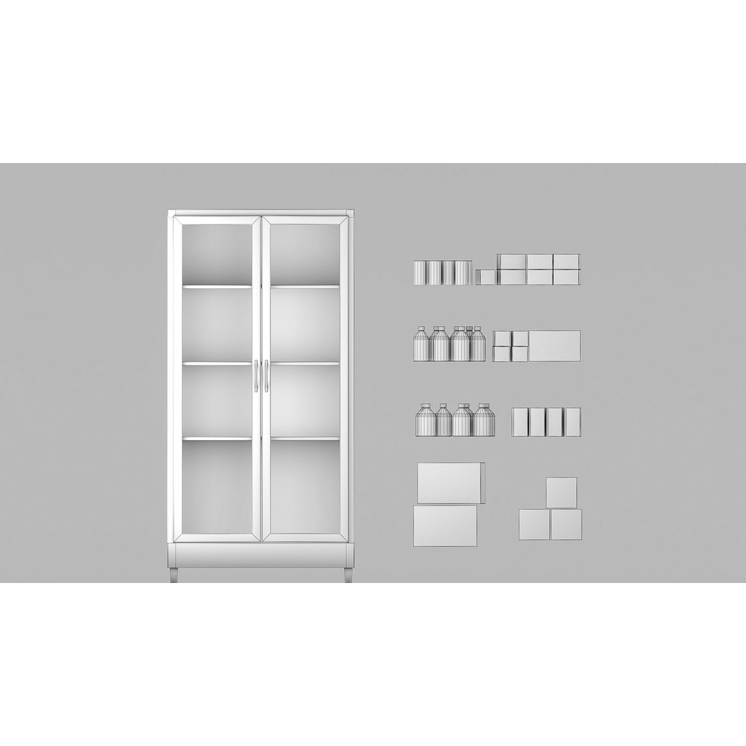 Medicines Hospital Cupboard 3D Model – Low Poly Game Asset, FBX - View 9