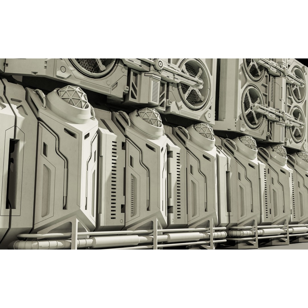 Sci-fi Panels 3D Model – High-Detail Kitbash for Games, OBJ, FBX