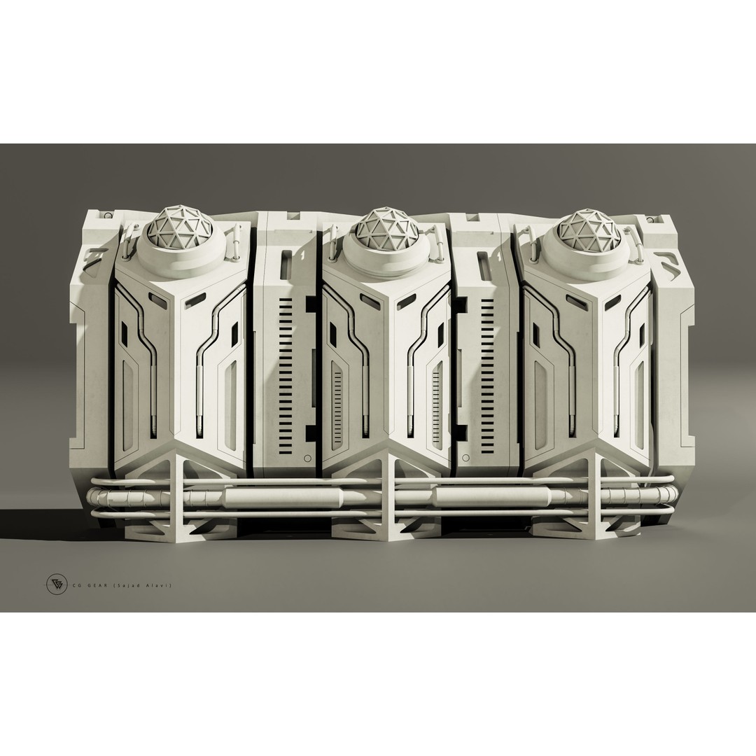 Sci-fi Panels 3D Model – High-Detail Kitbash for Games, OBJ, FBX - View 3