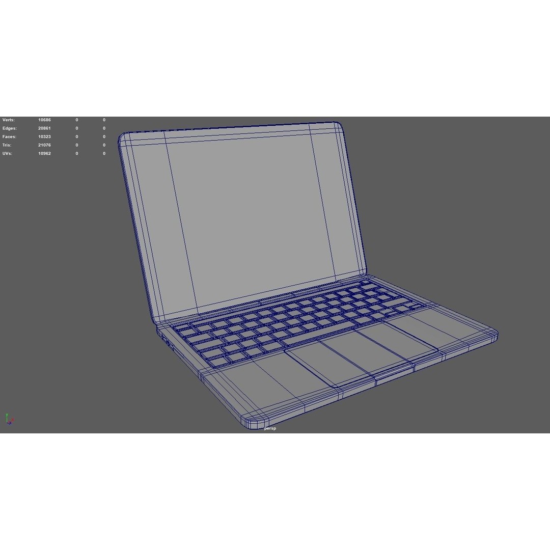 Apple MacBook 3D Model – Low Poly Game Asset, FBX, OBJ, Blender - View 10