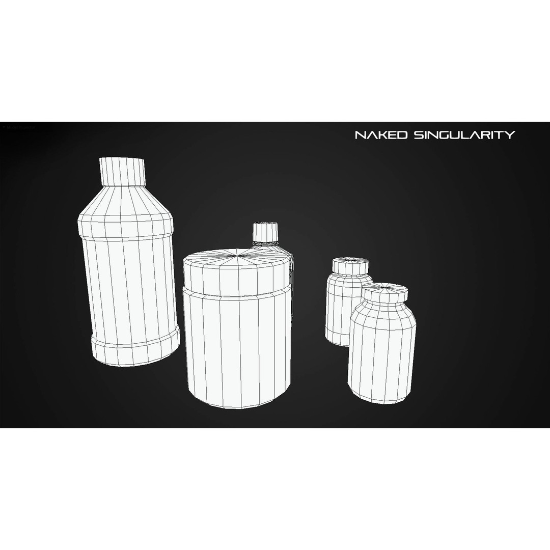 Chemical Reagent Substance Bottles 3D Model – Low Poly PBR Laboratory Asset, FBX