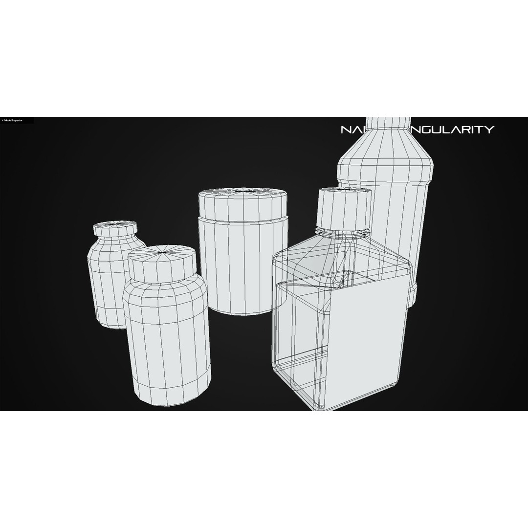 Chemical Reagent Substance Bottles 3D Model – Low Poly PBR Laboratory Asset, FBX - View 10
