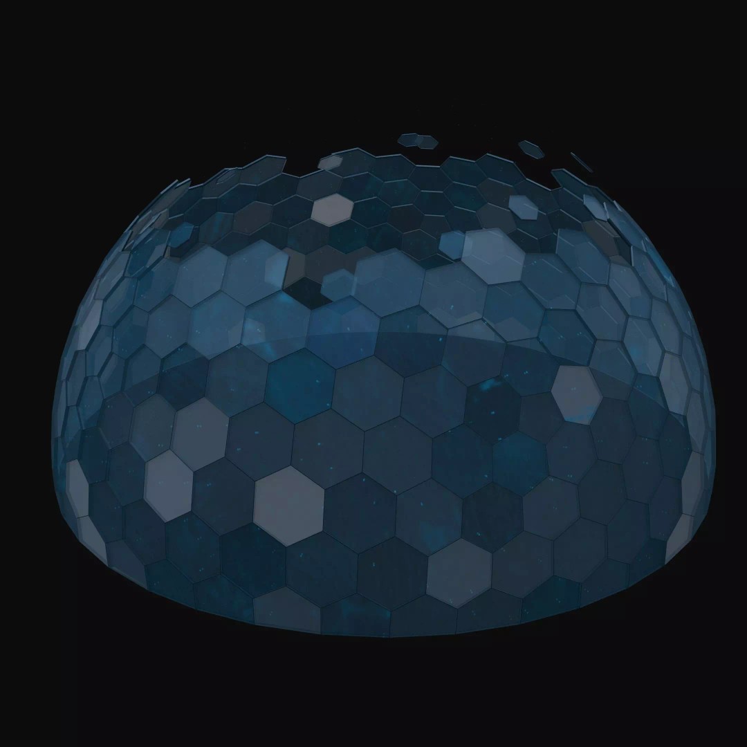 Hex Energy Shield 3D Model – Low Poly Animated PBR Asset, FBX, GLB - View 3