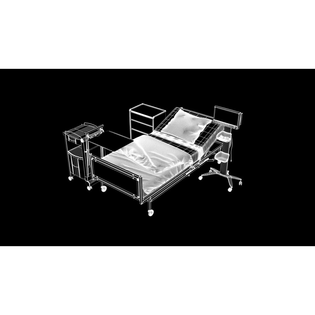 Wheel Hospital Bed 3D Model – PBR Textured Medical Equipment, MAX
