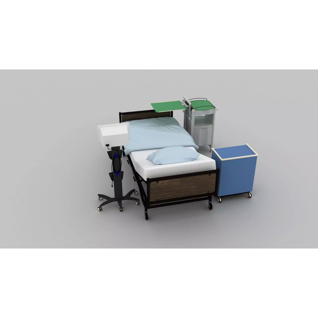 Wheel Hospital Bed 3D Model – PBR Textured Medical Equipment, MAX - View 11