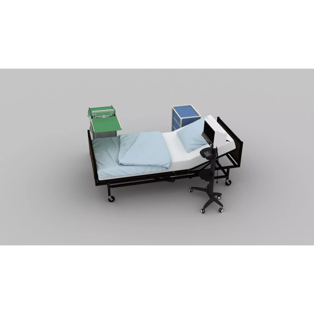 Wheel Hospital Bed 3D Model – PBR Textured Medical Equipment, MAX - View 14